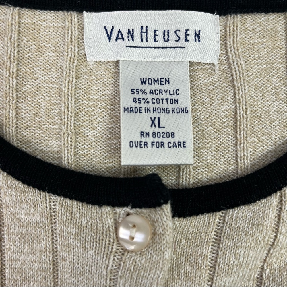Van Heusen Knit Cardigan Tank Top Set Beige Stripe 2 Piece XL - Picture 9 of 15